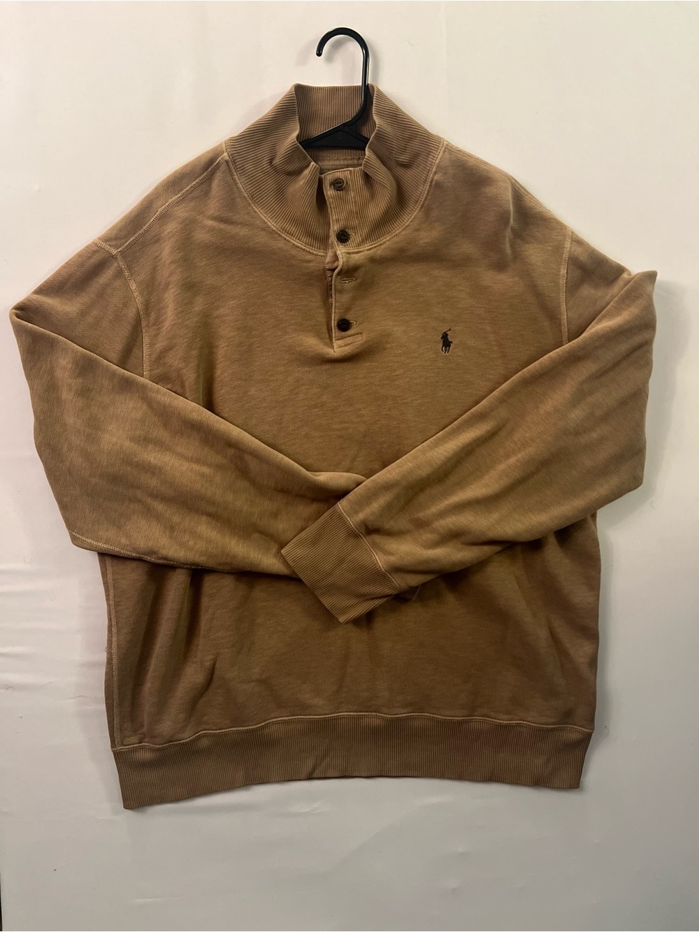 Ralph Lauren Tan/Brown Button-Neck Sweatshirt